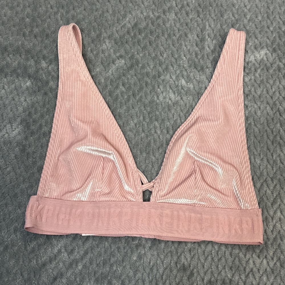 Victoria's Secret PINK Women's XS Velvet Triangle Bralette Strappy Wireless